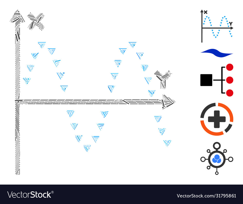 Hatch mosaic dotted sine plot icon vector image Hatch mosaic dotted sine plot icon