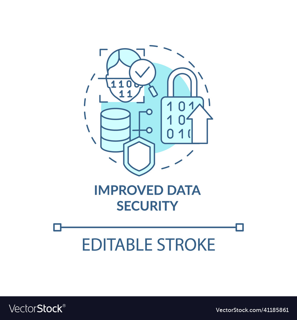 Improved data security turquoise concept icon vector image Improved data security turquoise concept icon