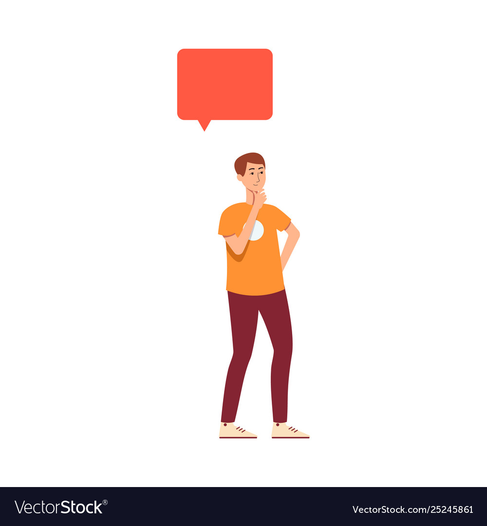 Man Contemplating with Speech Bubble