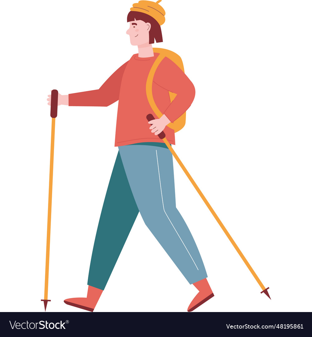 Man genießt Sticks Nordic Walking Ikone