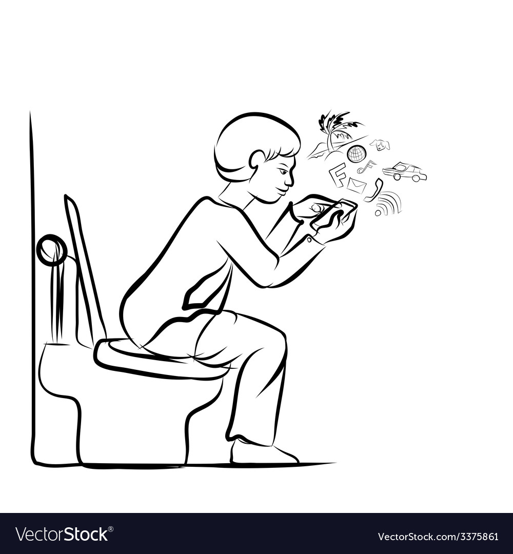 Man on Toilet Using Smartphone