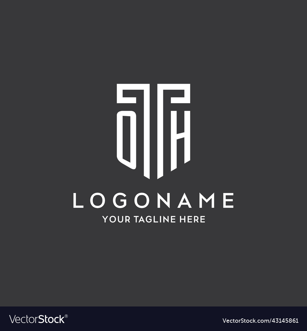 Oh monogram initial name with shield shape icon vector image Oh monogram initial name with shield shape icon