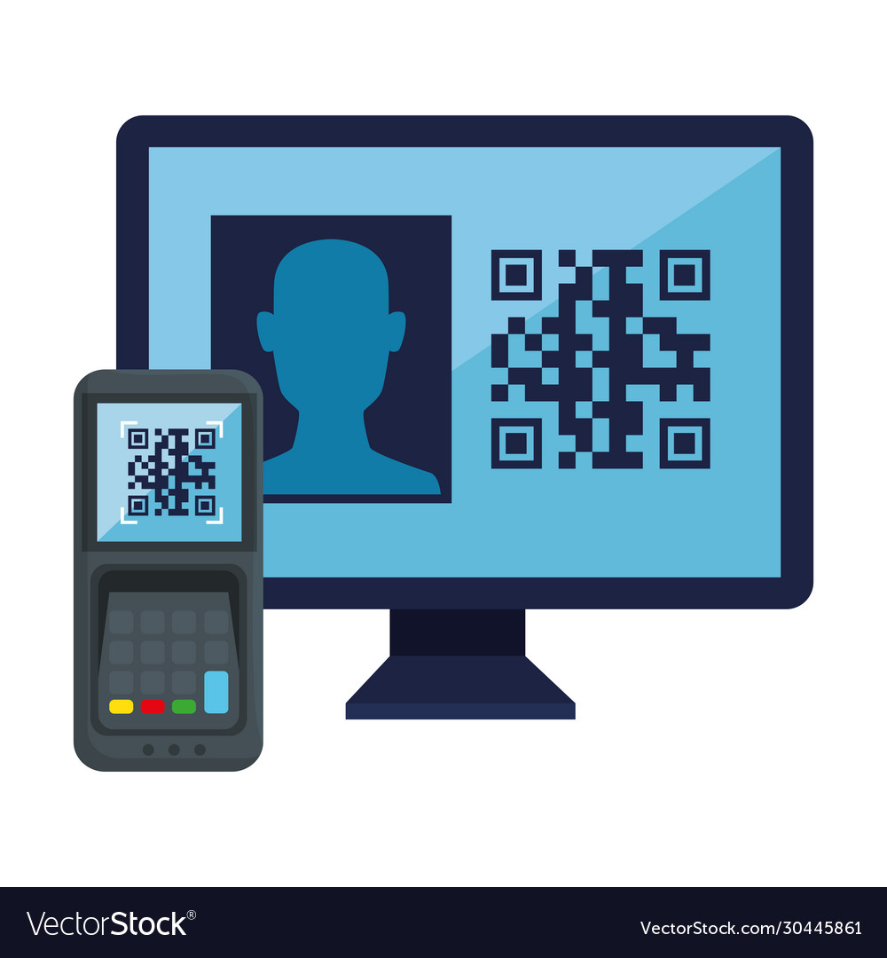 Qr code inside computer and dataphone