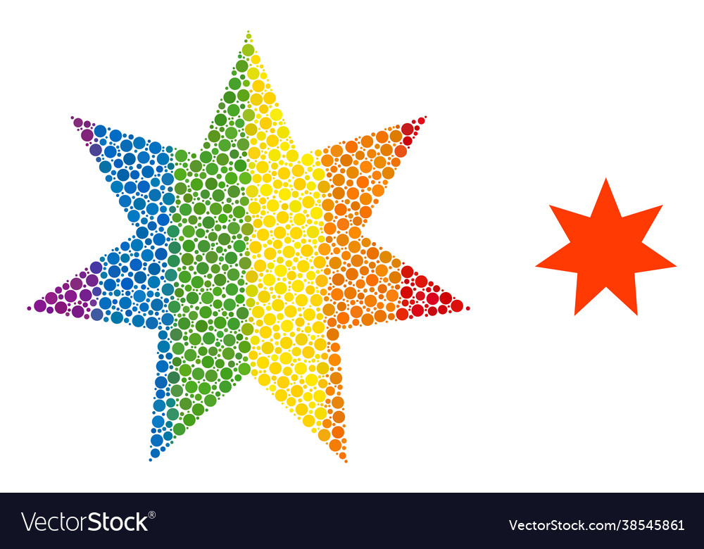 Rainbow seven pointed star mosaic icon spheric vector image Rainbow seven pointed star mosaic icon spheric