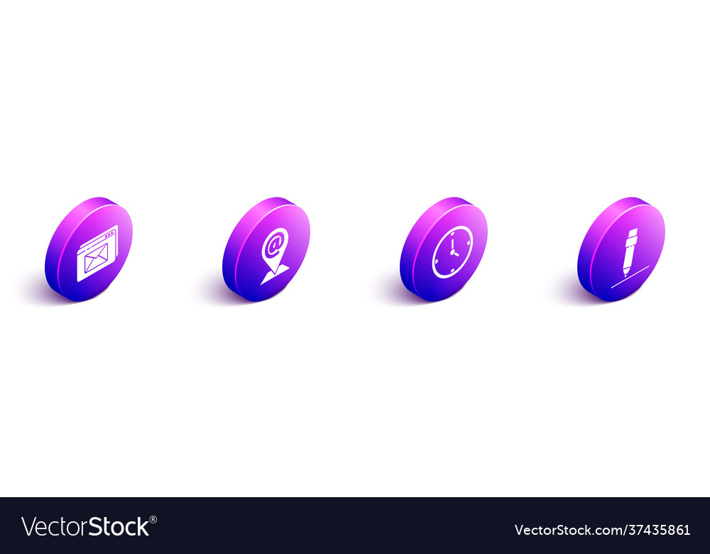 Set isometric website and envelope location vector image Set isometric website and envelope location