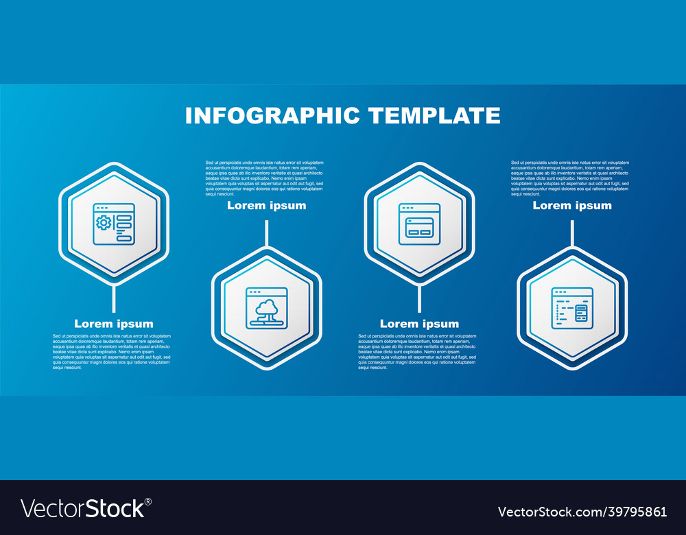 Set line browser setting cloud technology data vector image Set line browser setting cloud technology data