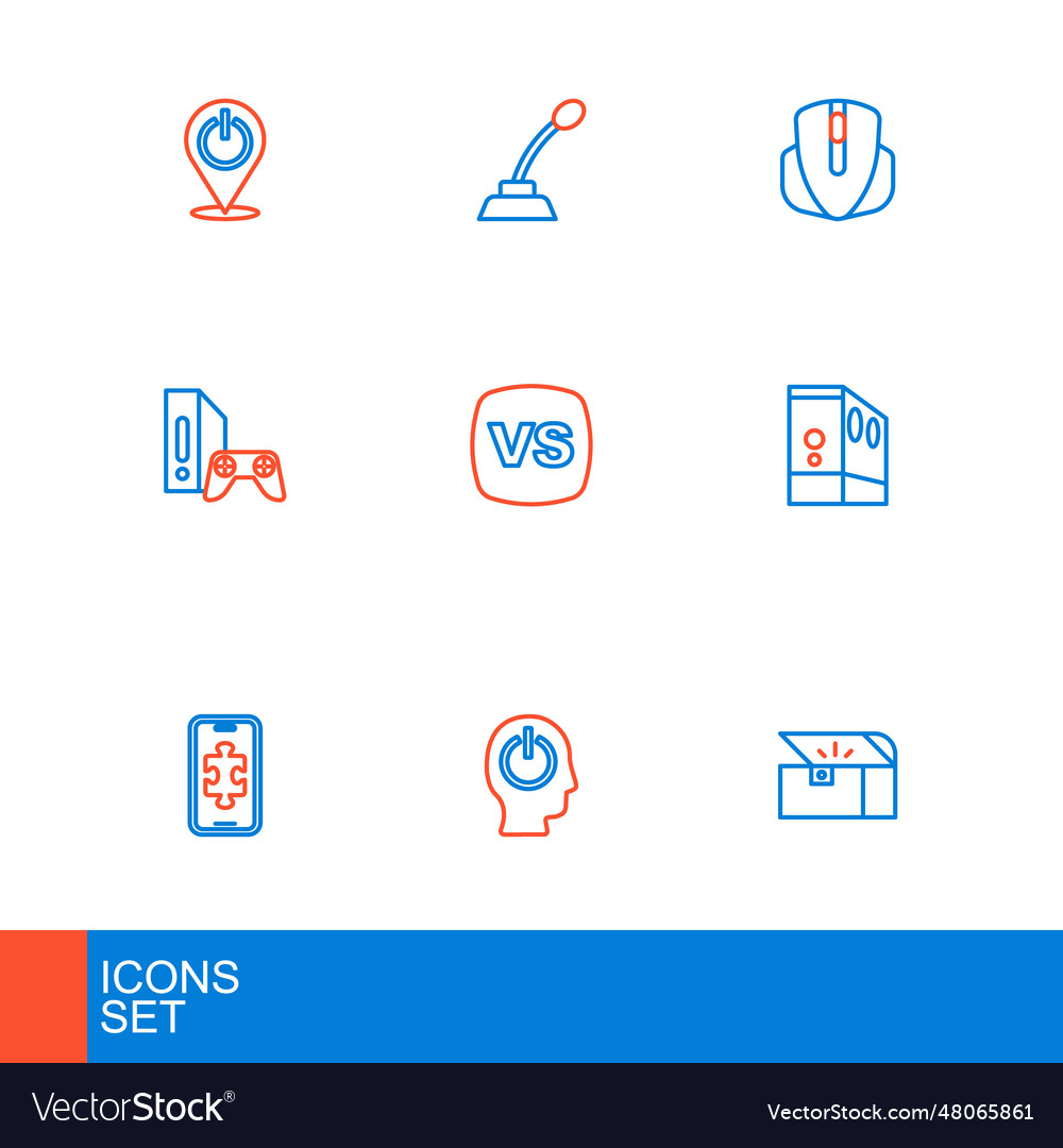 Set line chest for game power button mobile Vector Image Set line chest for game power button mobile