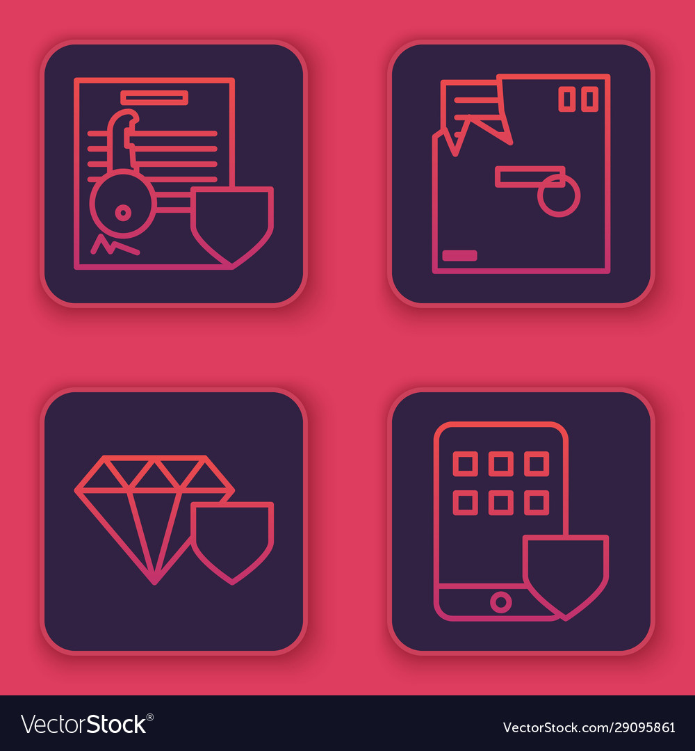 Set line document with key shield diamond