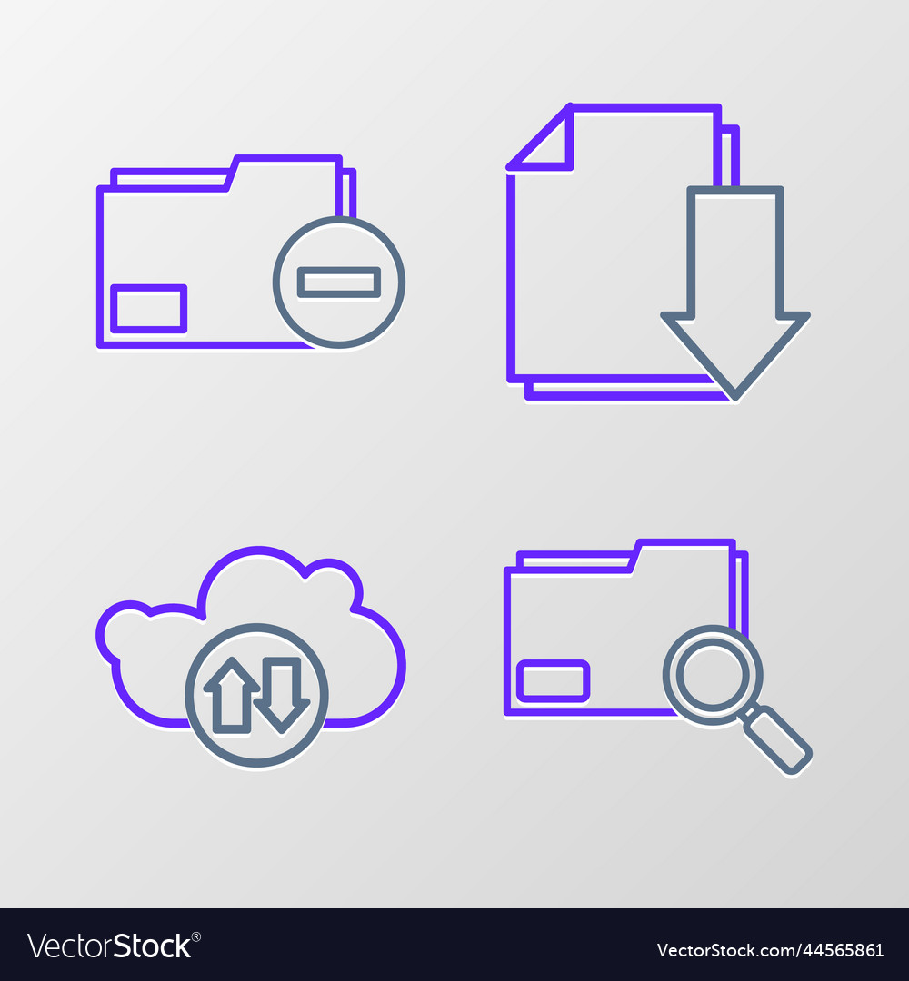 Set line search concept with folder cloud vector image Set line search concept with folder cloud