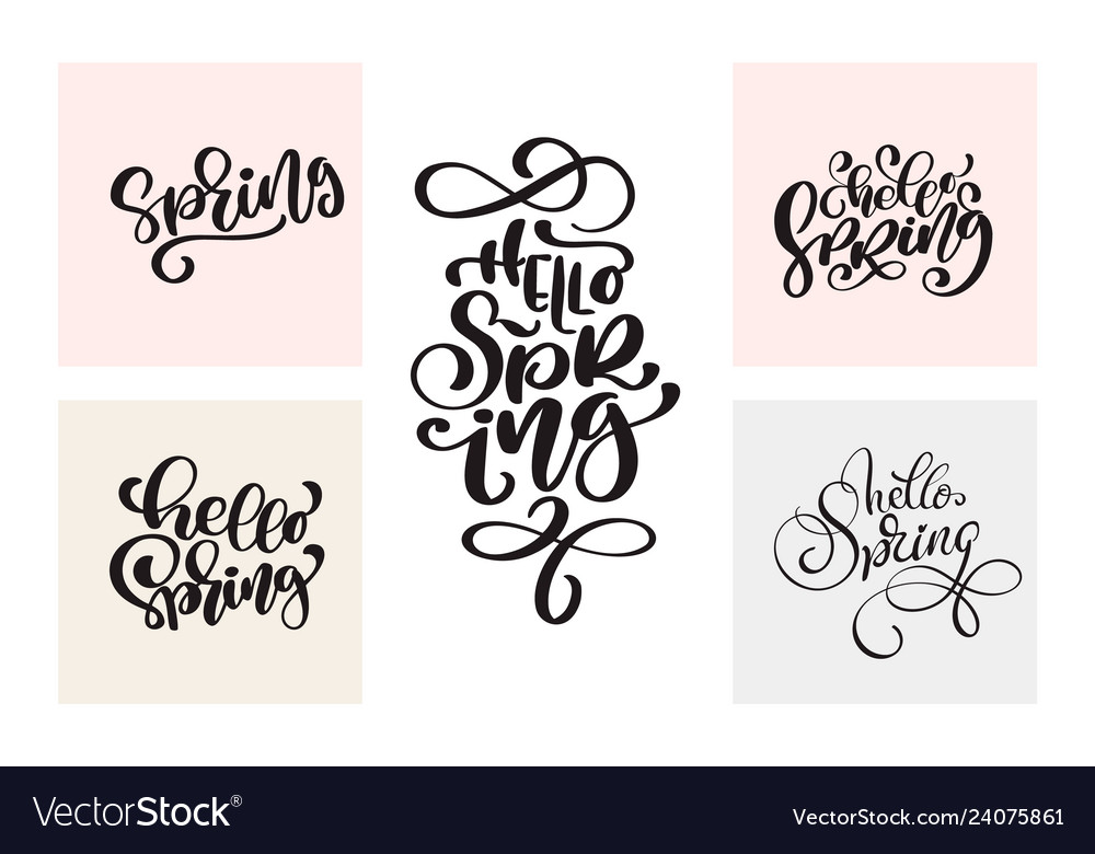 Set of spring calligraphy lettering handwritten