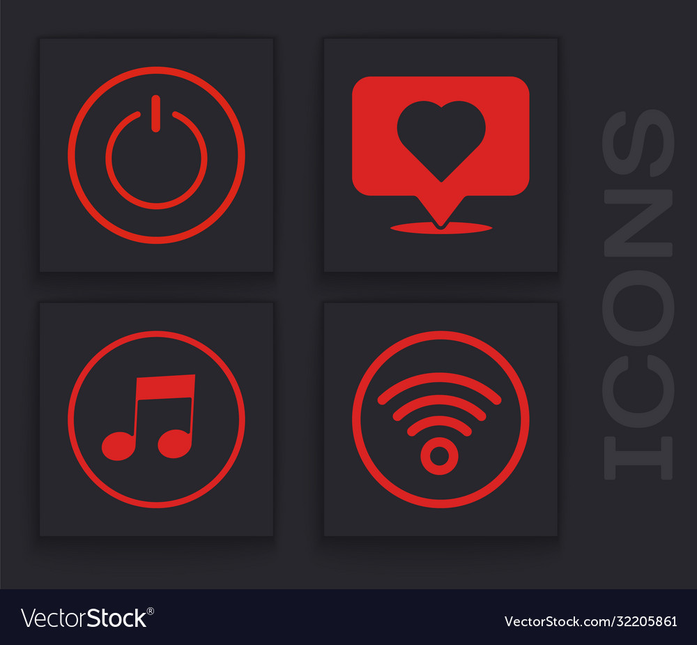 Set wi-fi wireless internet network power button vector image Set wi-fi wireless internet network power button
