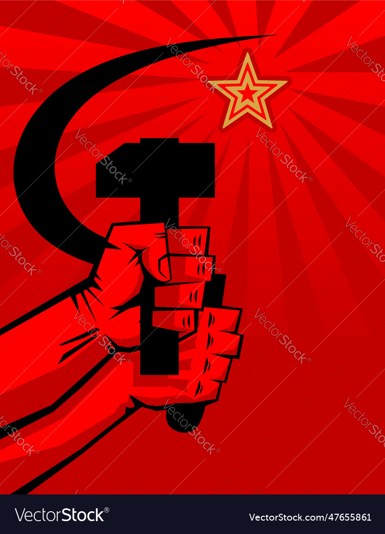 Sickle and hammer in hands Royalty Free Vector Image