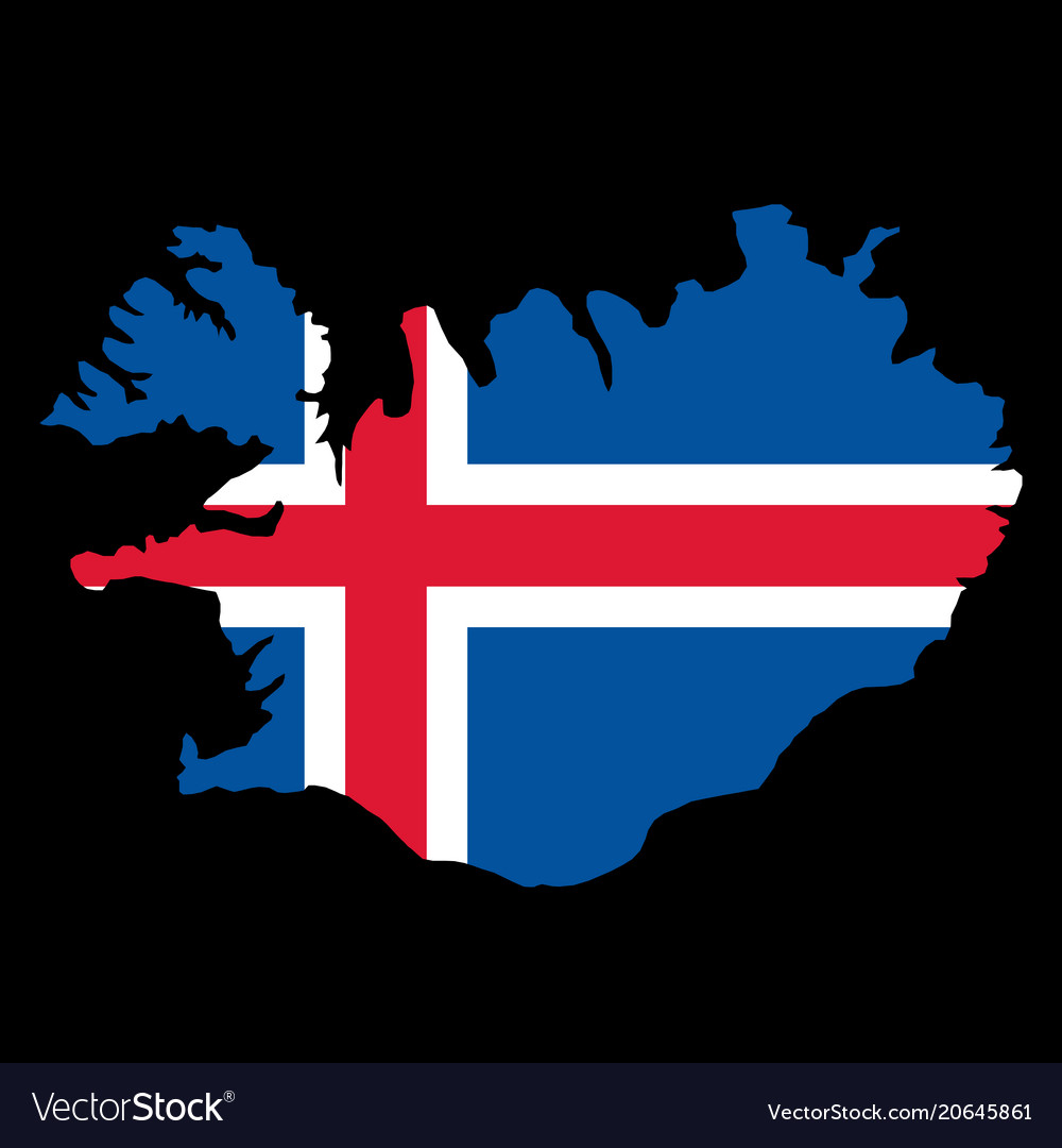 Silhouette country borders map of iceland on Vector Image