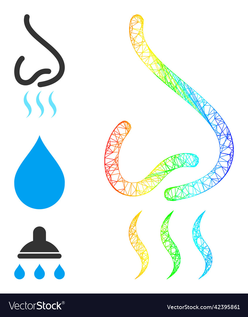Spectrum gradient network mesh nose smell icon vector image Spectrum gradient network mesh nose smell icon