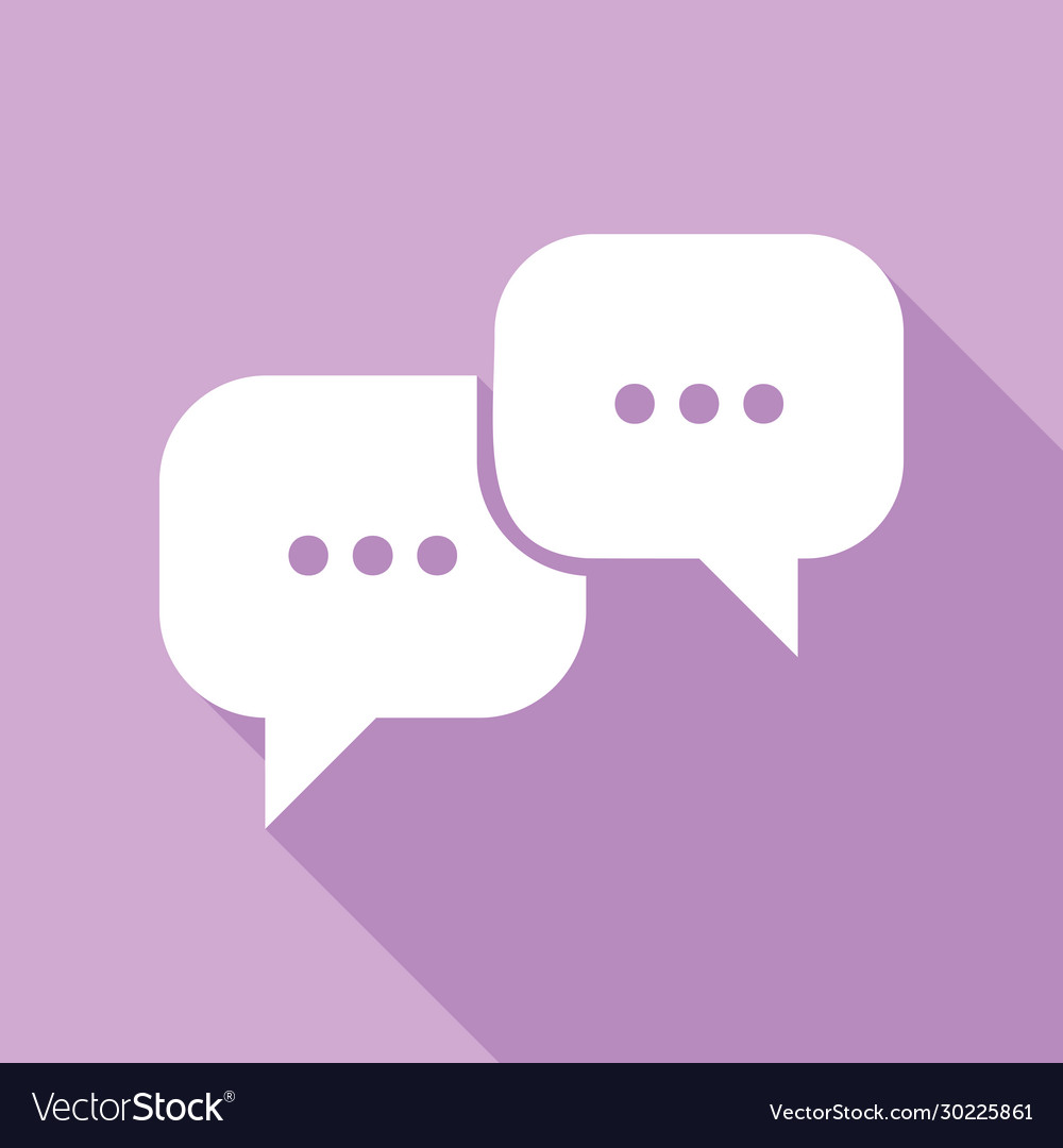 Speech bubbles sign white icon with long shadow