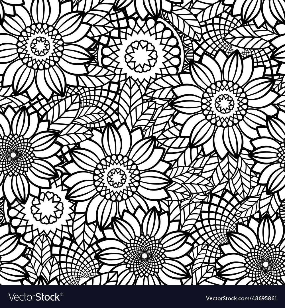 Sunflowers seamless pattern background