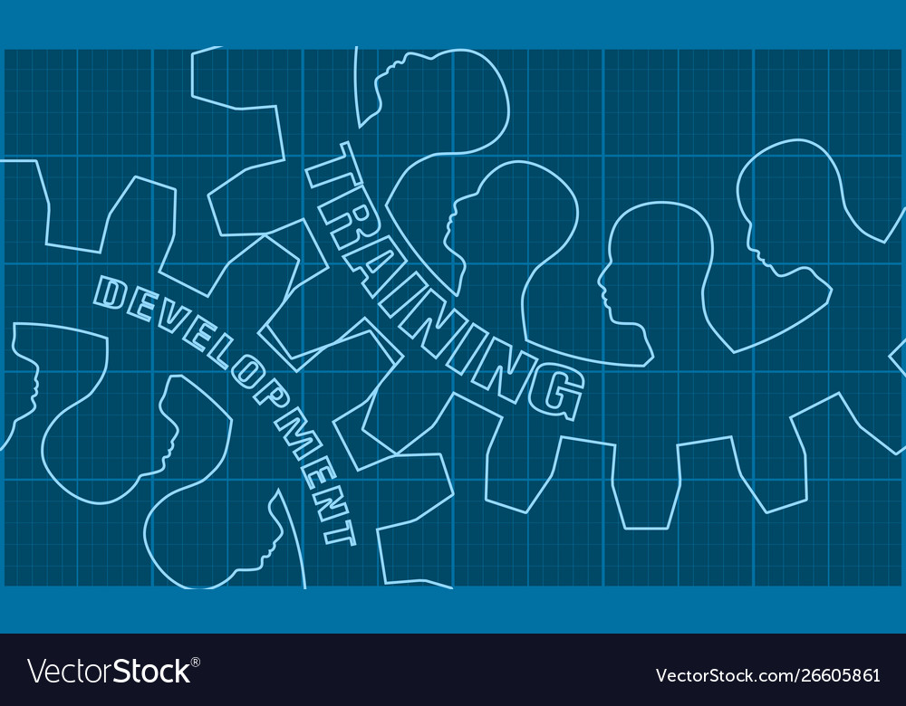 Training and development text on gears Vector Image Training and development text on gears