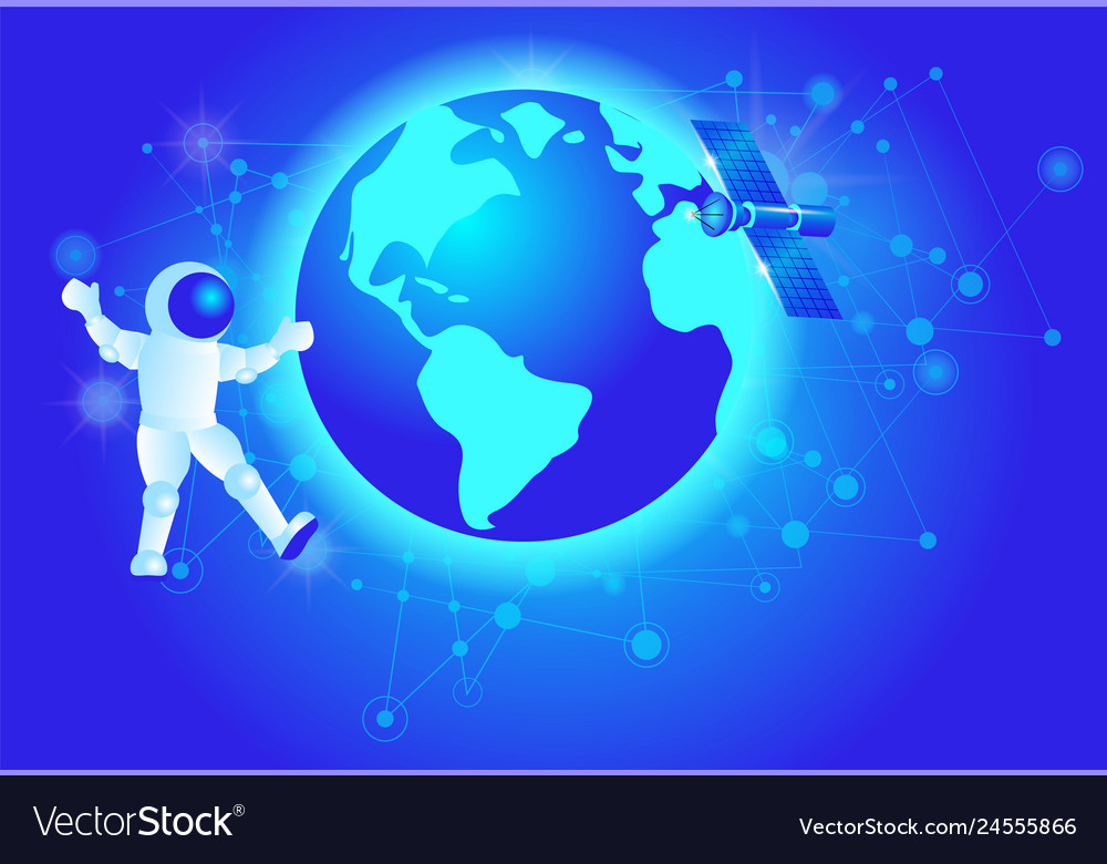 Astronaut in outer space spaceship orbiting earth