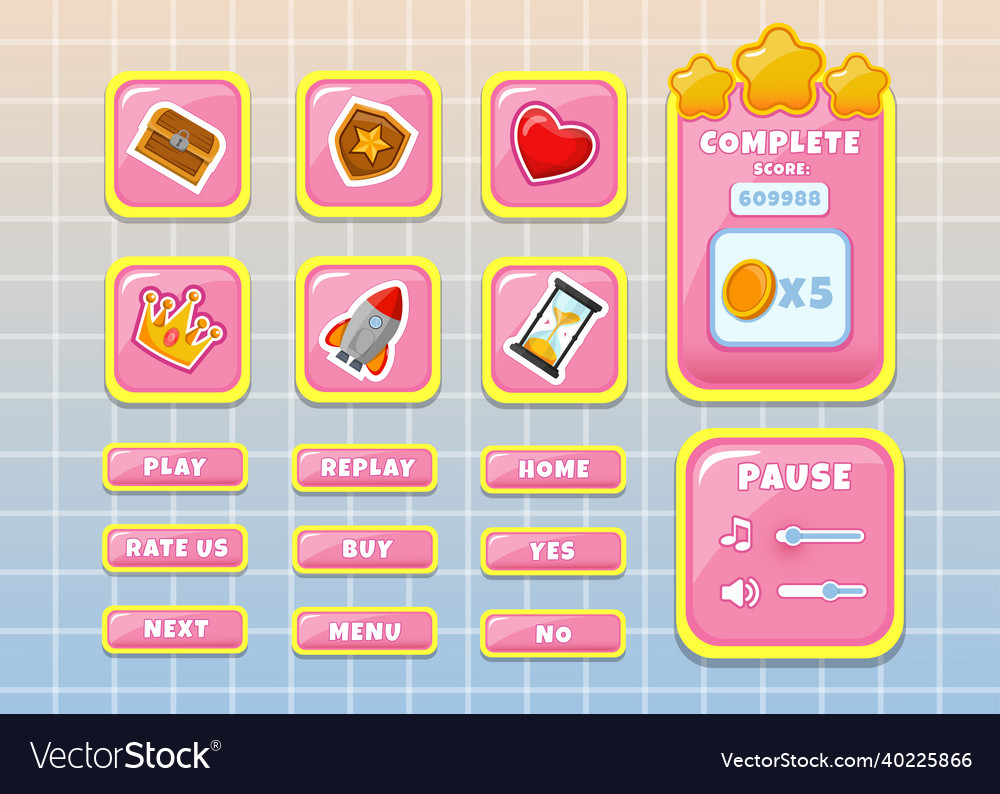 Design für komplette Satz von Punktzahl-Taste Spiel Vector Image Design für komplette Satz von Punktzahl-Taste Spiel