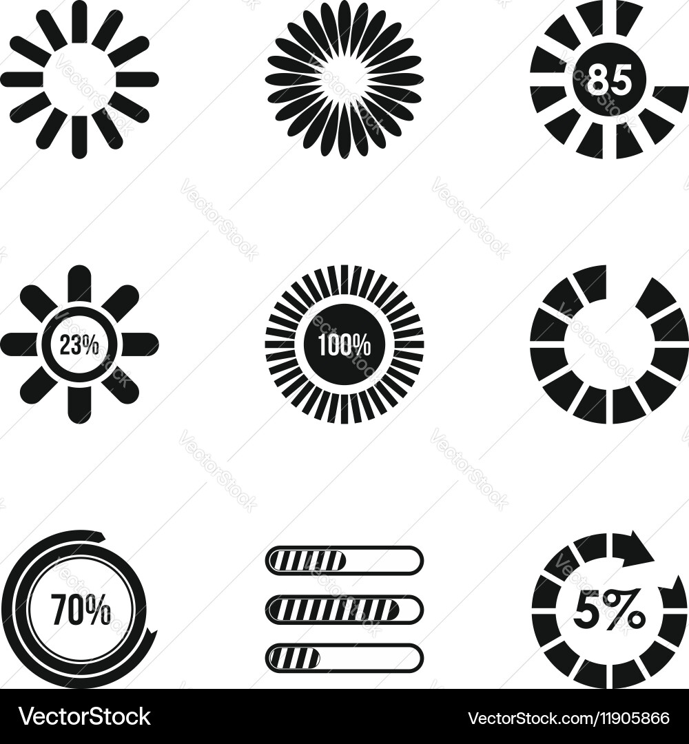 Download icons set simple style Royalty Free Vector Image