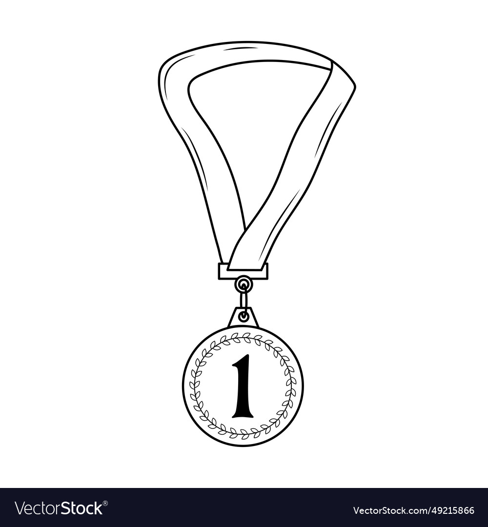 First place medal with ribbon linear icon Vector Image