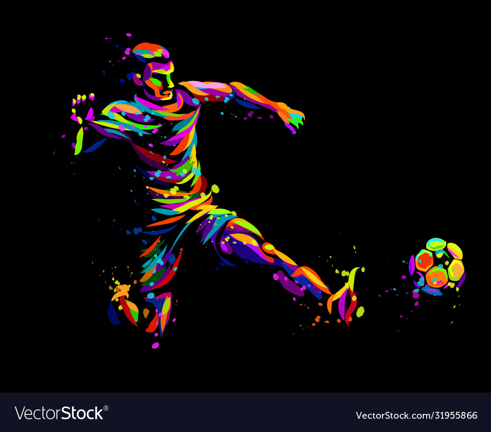 Footballer with ball abstract graphic Royalty Free Vector