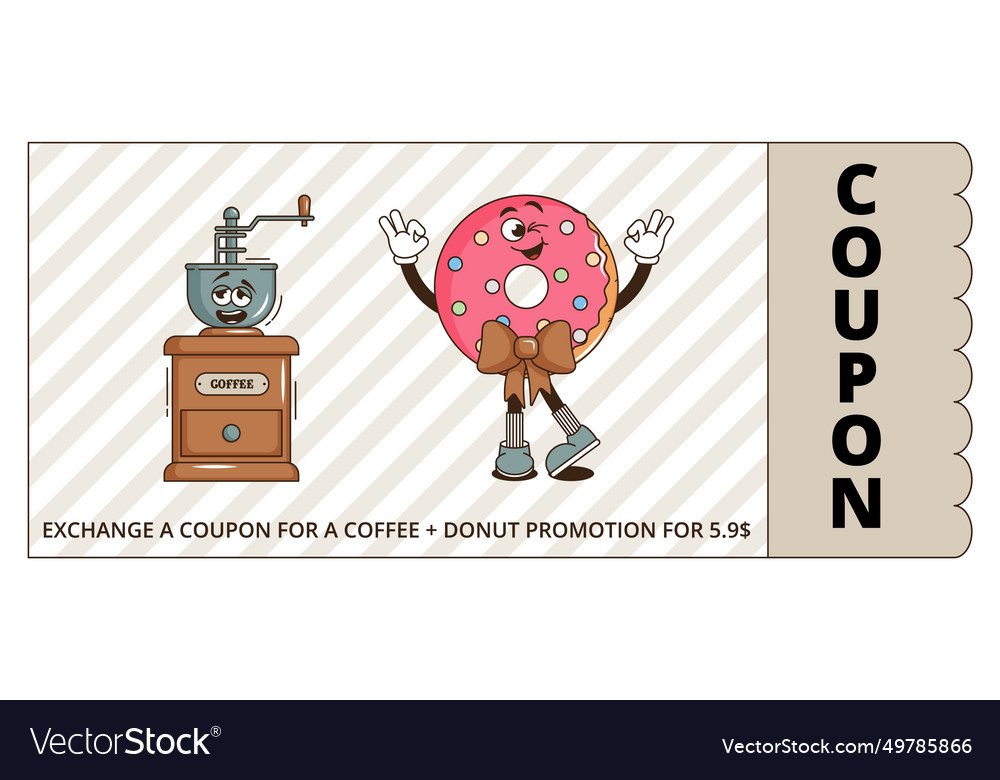 Funky groovy cartoon character coffee donat