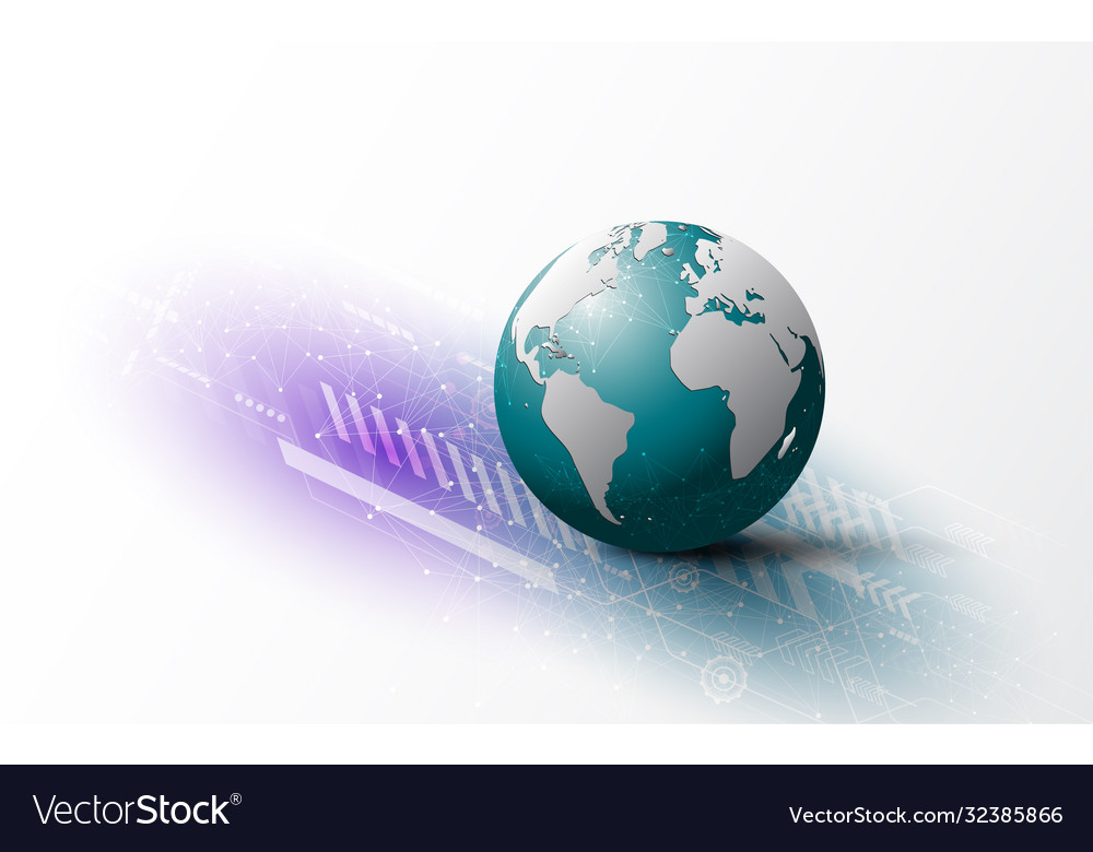 Global network connection world map abstract vector image Global network connection world map abstract