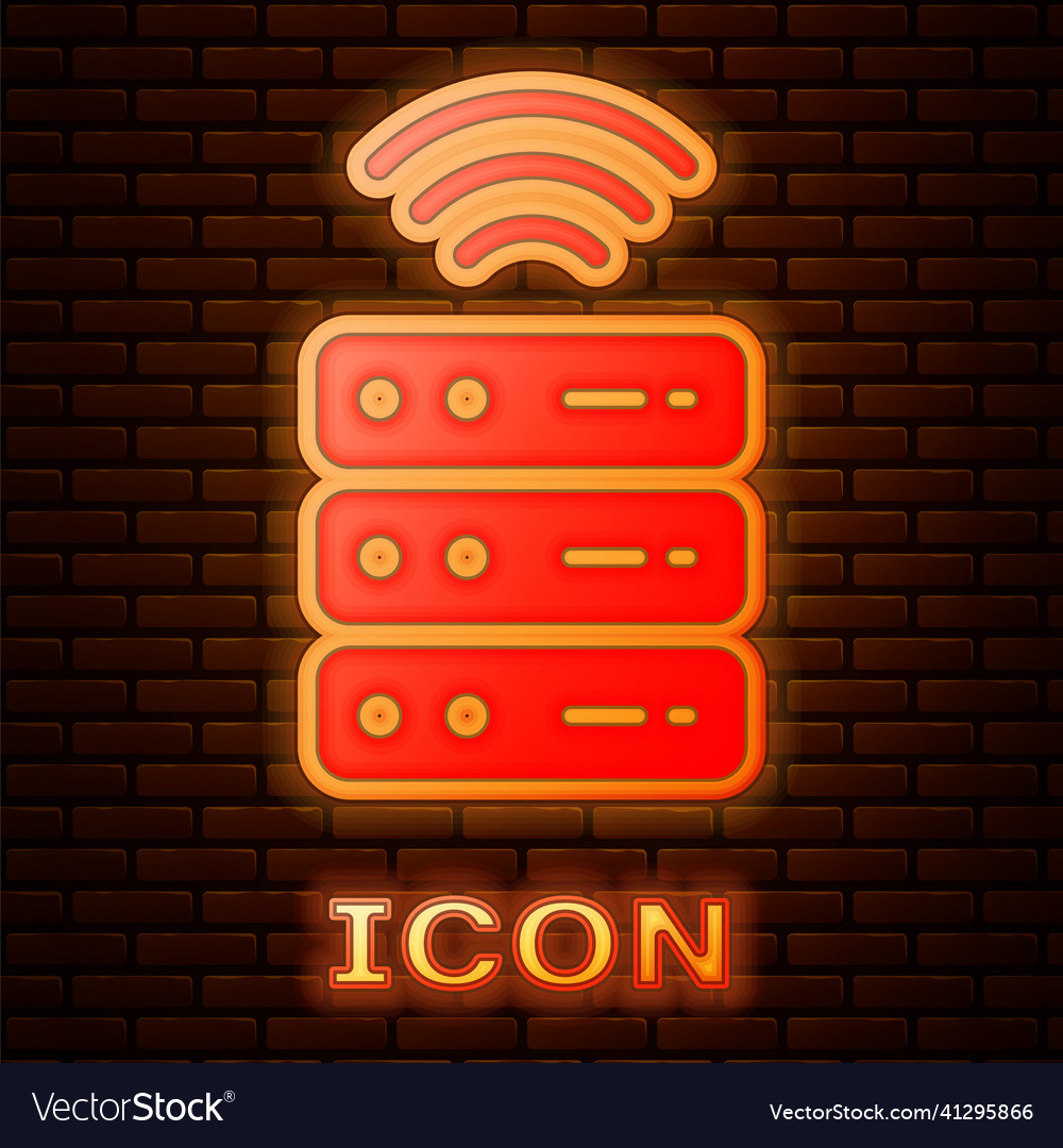Glowing neon smart server data web hosting icon