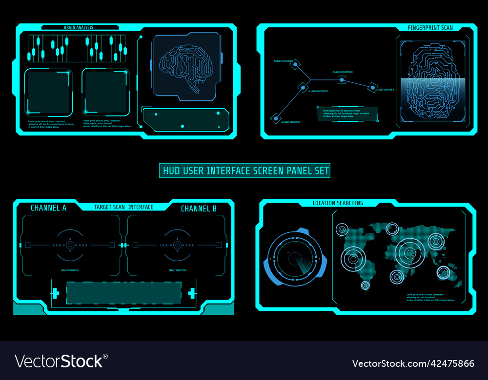 Hud futuristic elements screen interface control vector image Hud futuristic elements screen interface control