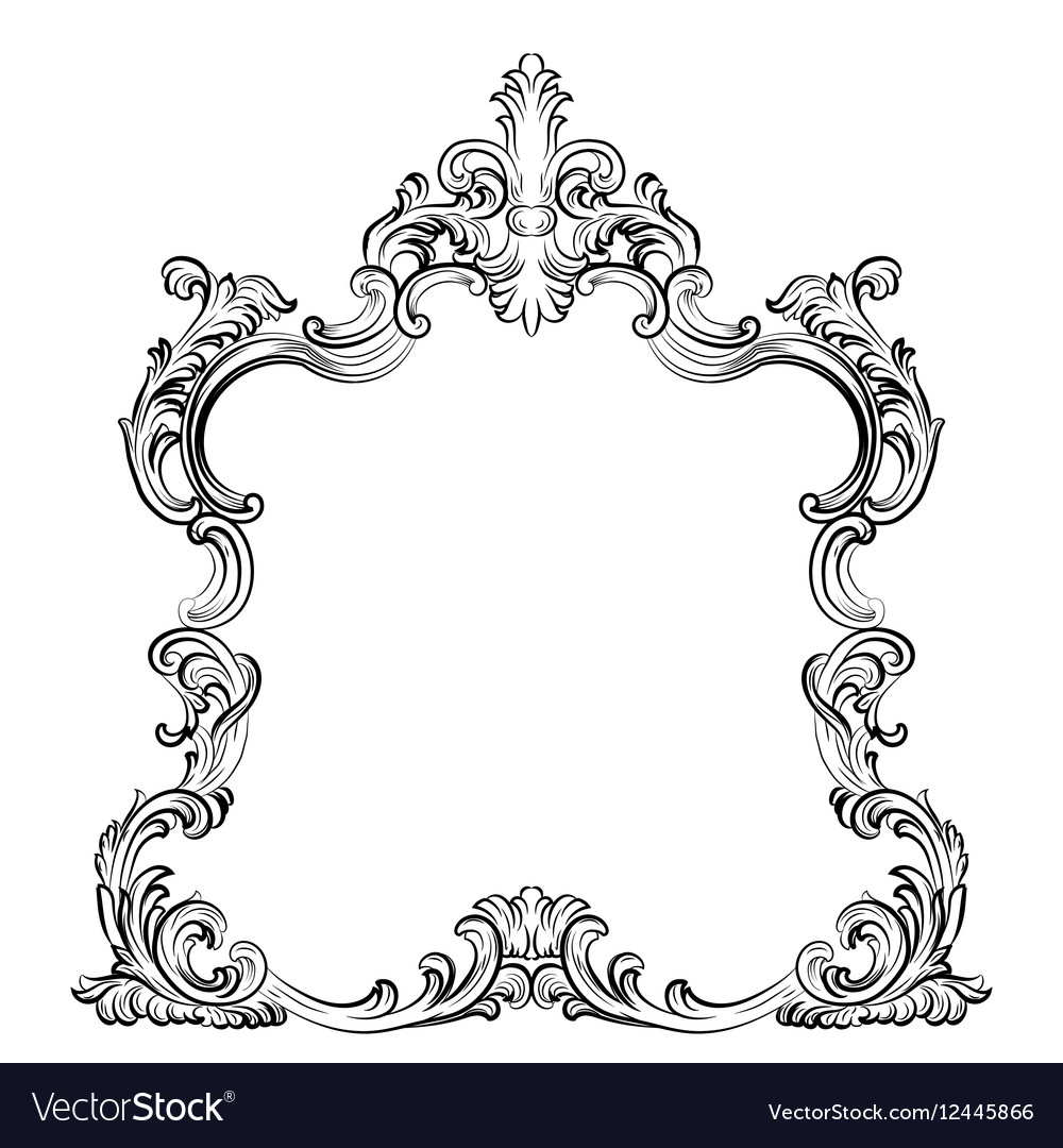 Luxury baroque rococo mirror frame set Royalty Free Vector