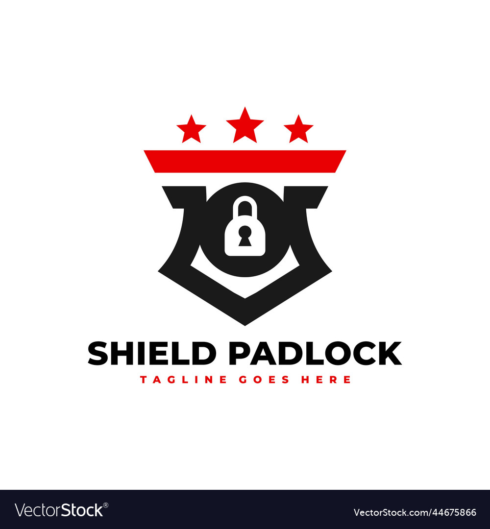 Security padlock shield logo Royalty Free Vector Image