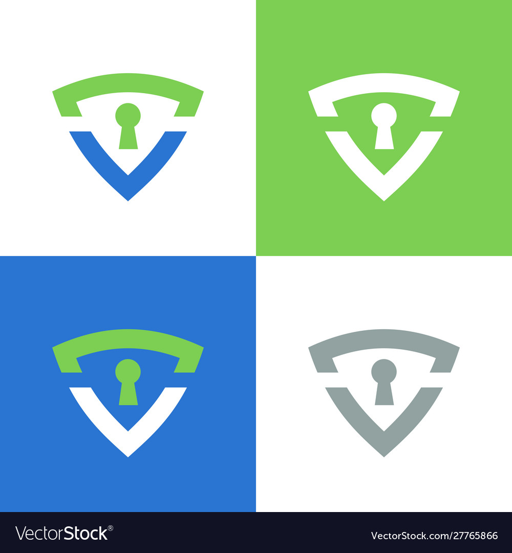 Shield protection with keyhole simple logo Vector Image