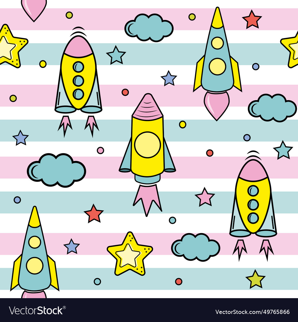 Space elements seamless pattern background