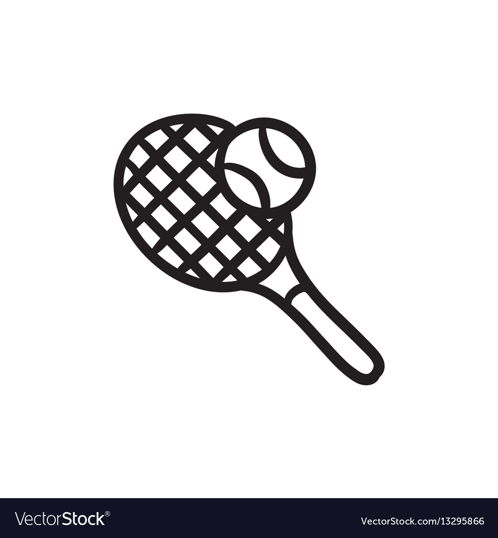 Tennis racket and ball sketch icon