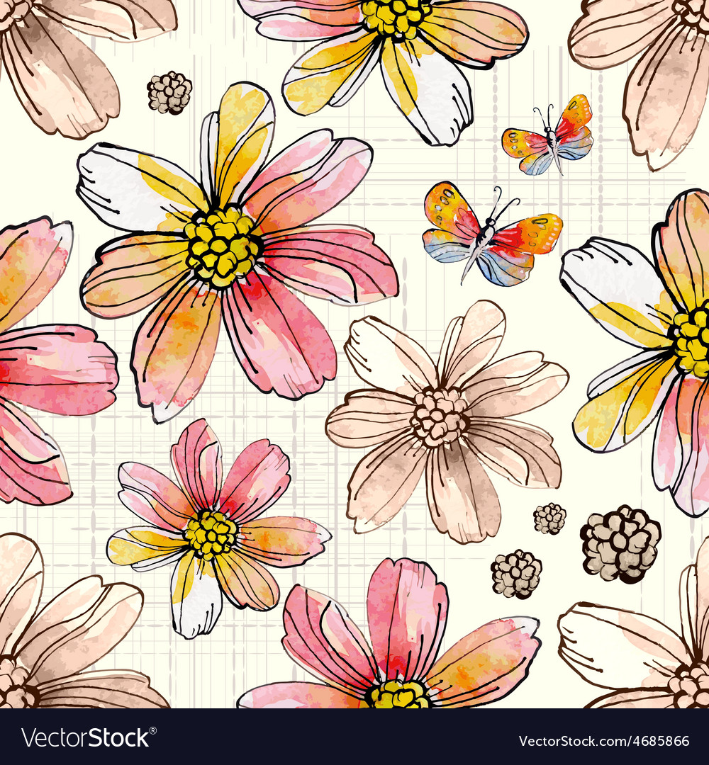 Watercolor Flower Seamless Texture