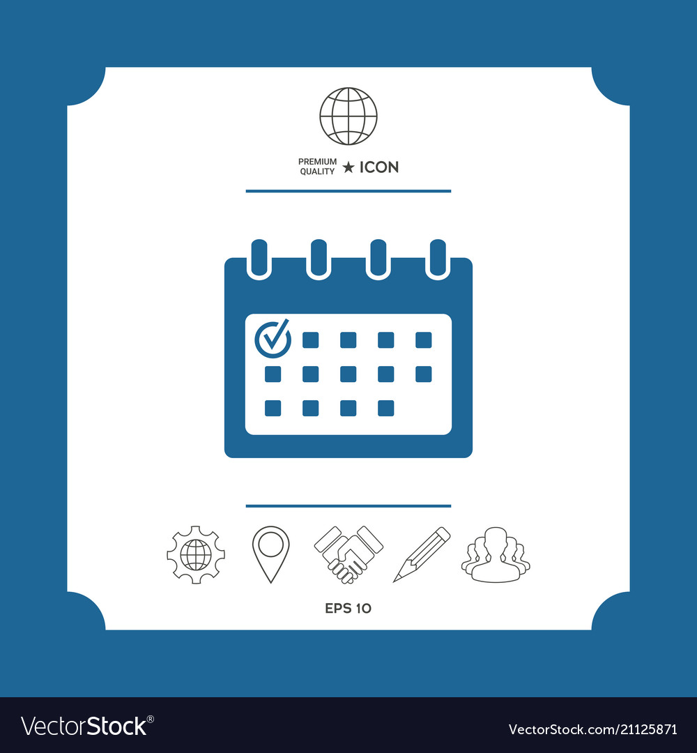 Calendar icon with check mark vector image Calendar icon with check mark