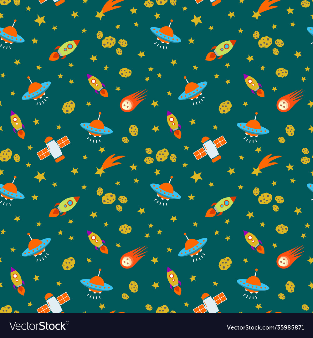 Cosmic seamless pattern Vector Image Cosmic seamless pattern