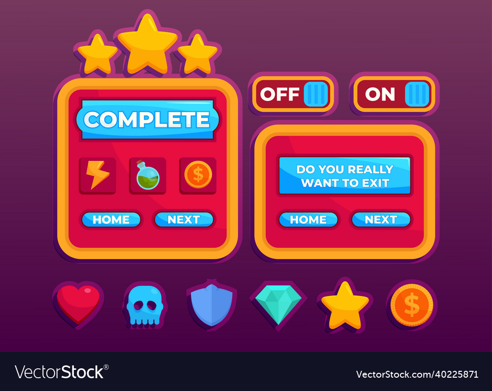Design for complete set of score button game vector image Design for complete set of score button game