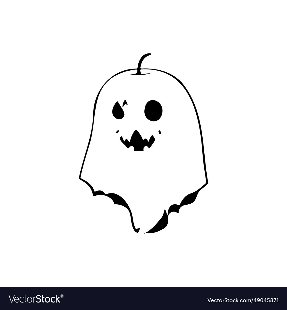 Ghost icon hand draw black halloween colour logo