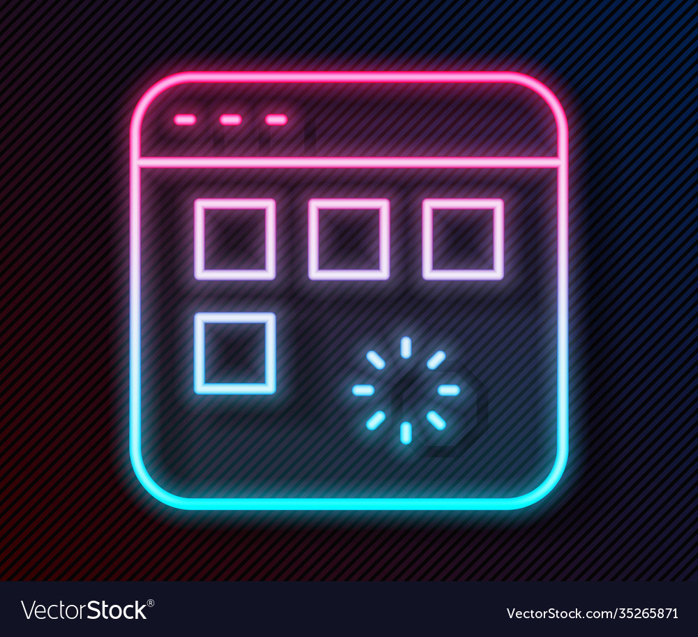 Glowing neon line loading a data window vector image Glowing neon line loading a data window