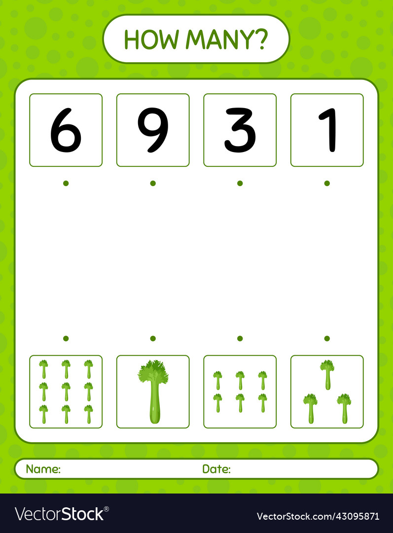 How many counting game with celery worksheet