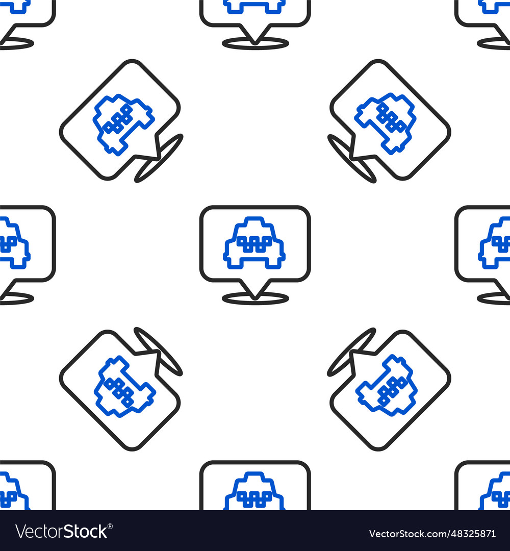 Line map pointer with taxi icon isolated seamless vector image Line map pointer with taxi icon isolated seamless