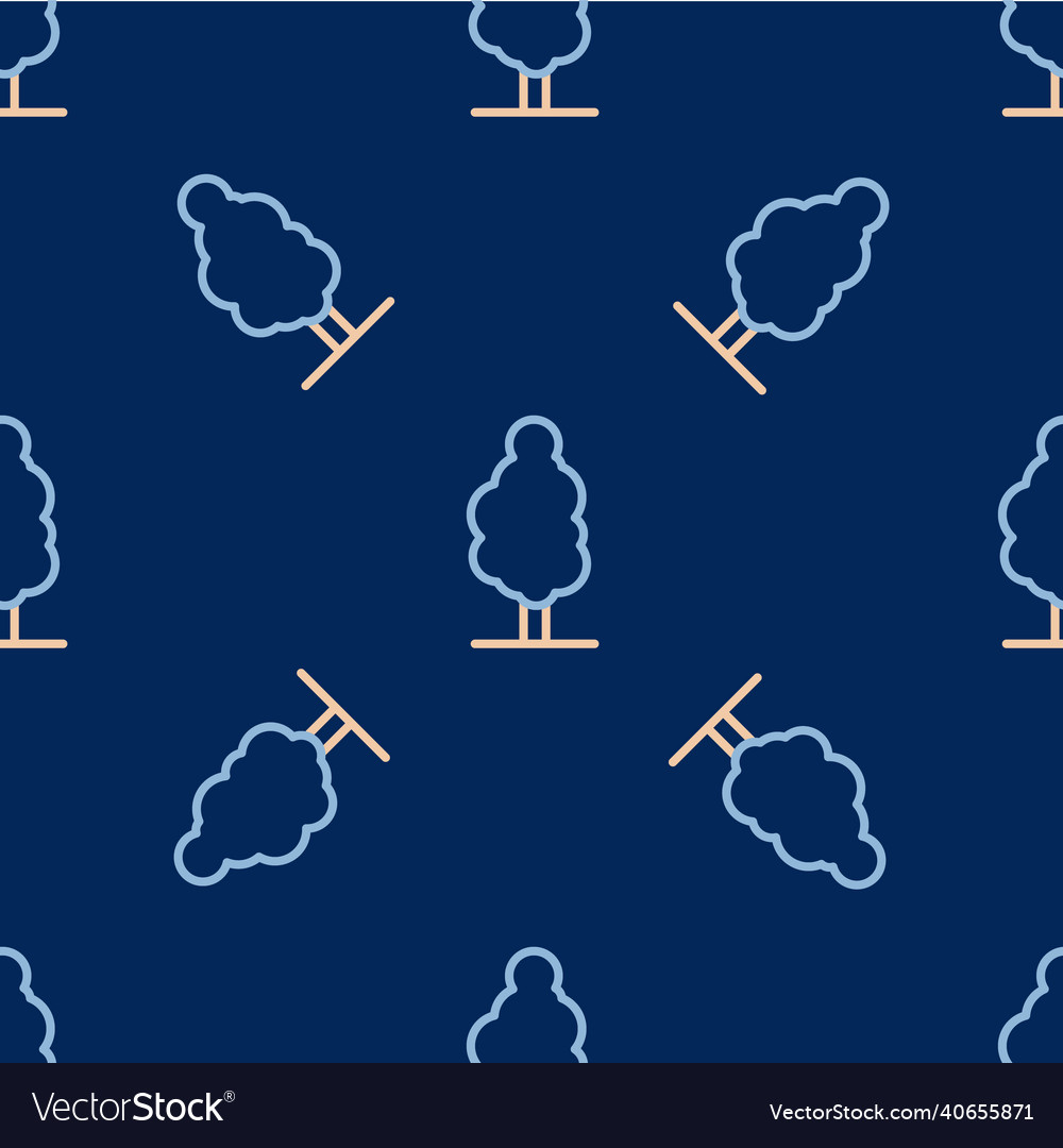 Line tree icon isolated seamless pattern on blue vector image Line tree icon isolated seamless pattern on blue