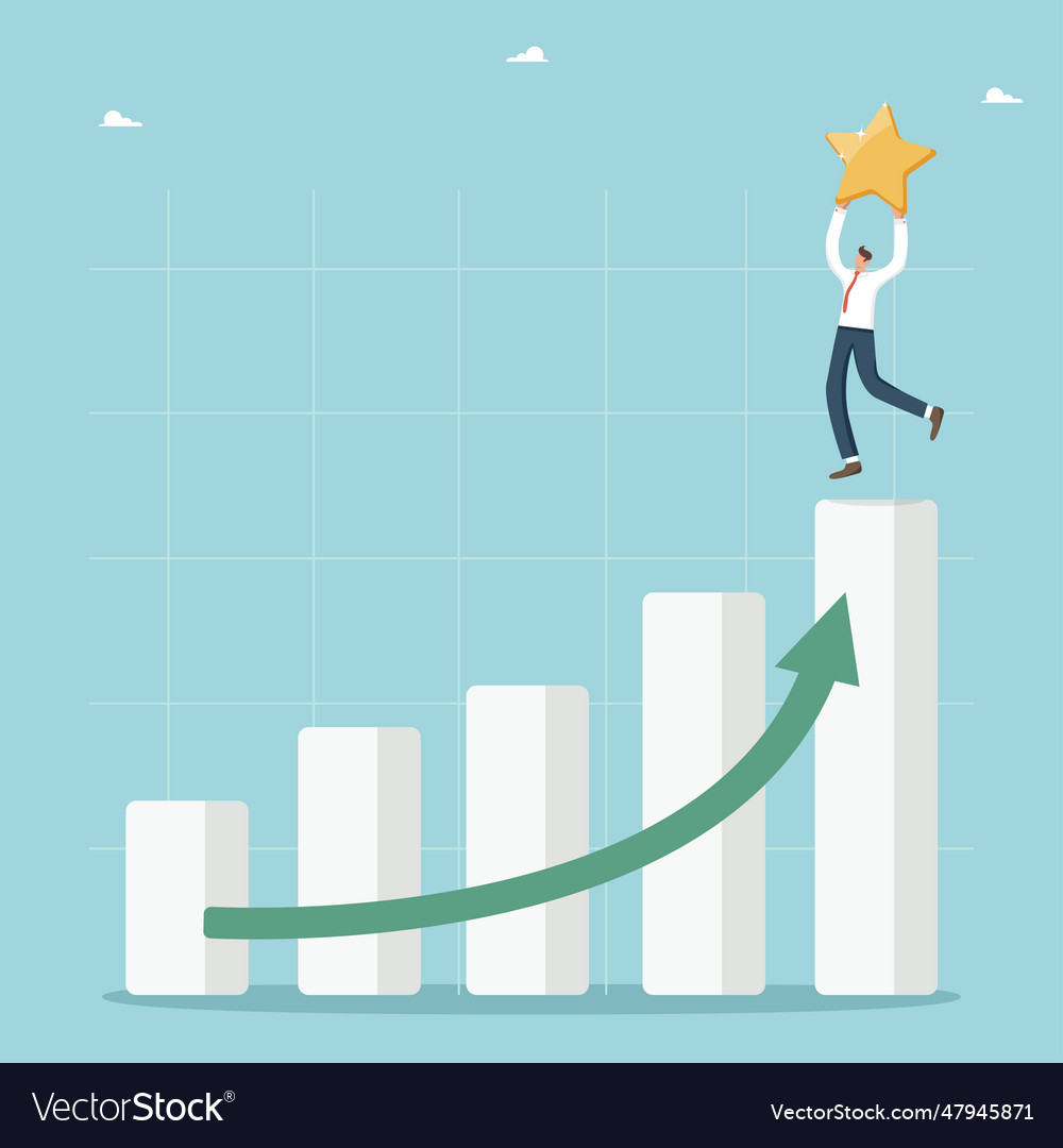 Man at the top of graph with a star