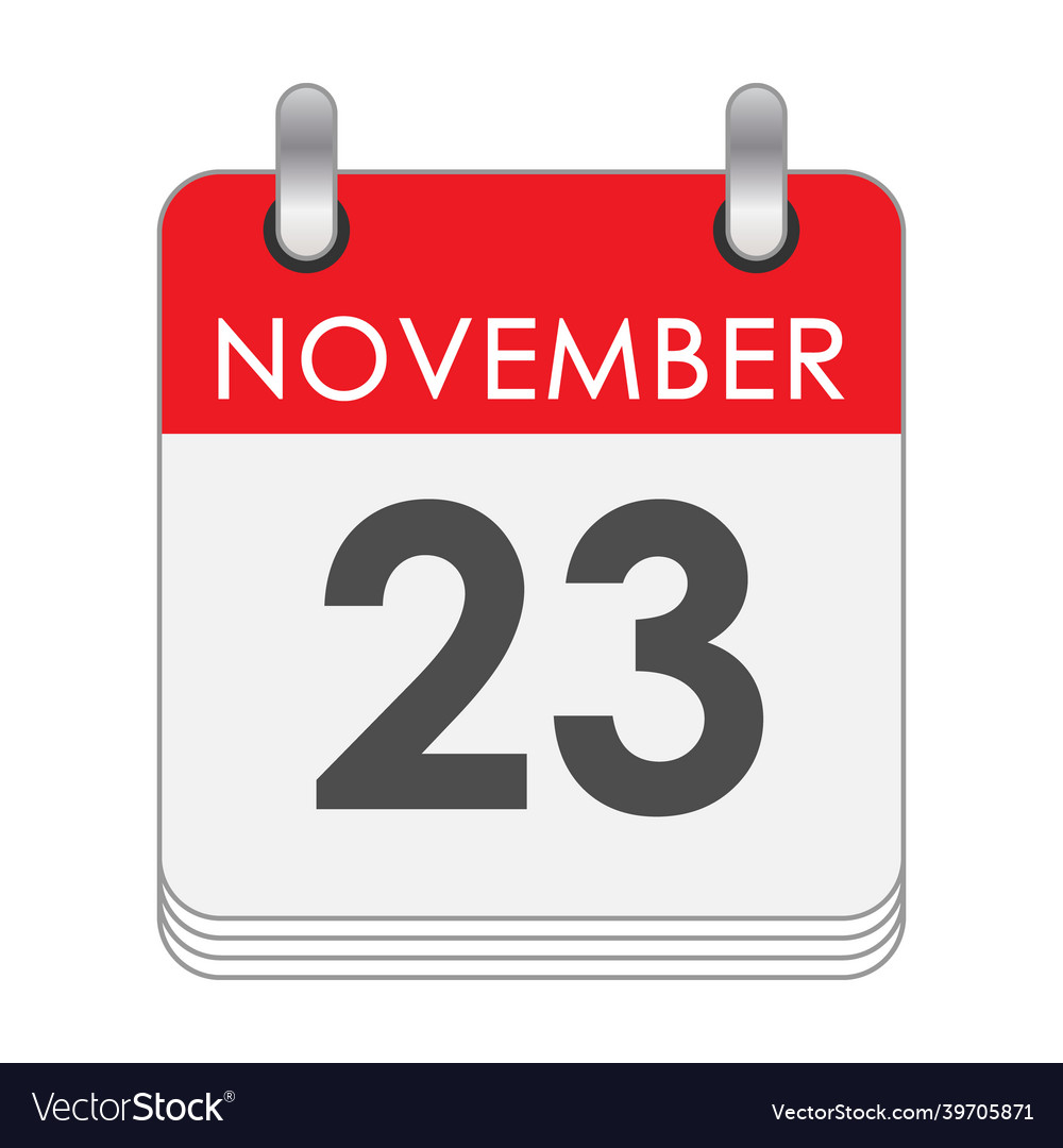 November 23 a leaf of the flip calendar Royalty Free Vector