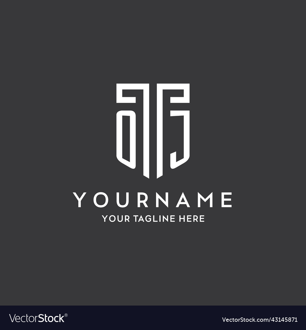 Oj monogram initial name with shield shape icon Vector Image Oj monogram initial name with shield shape icon