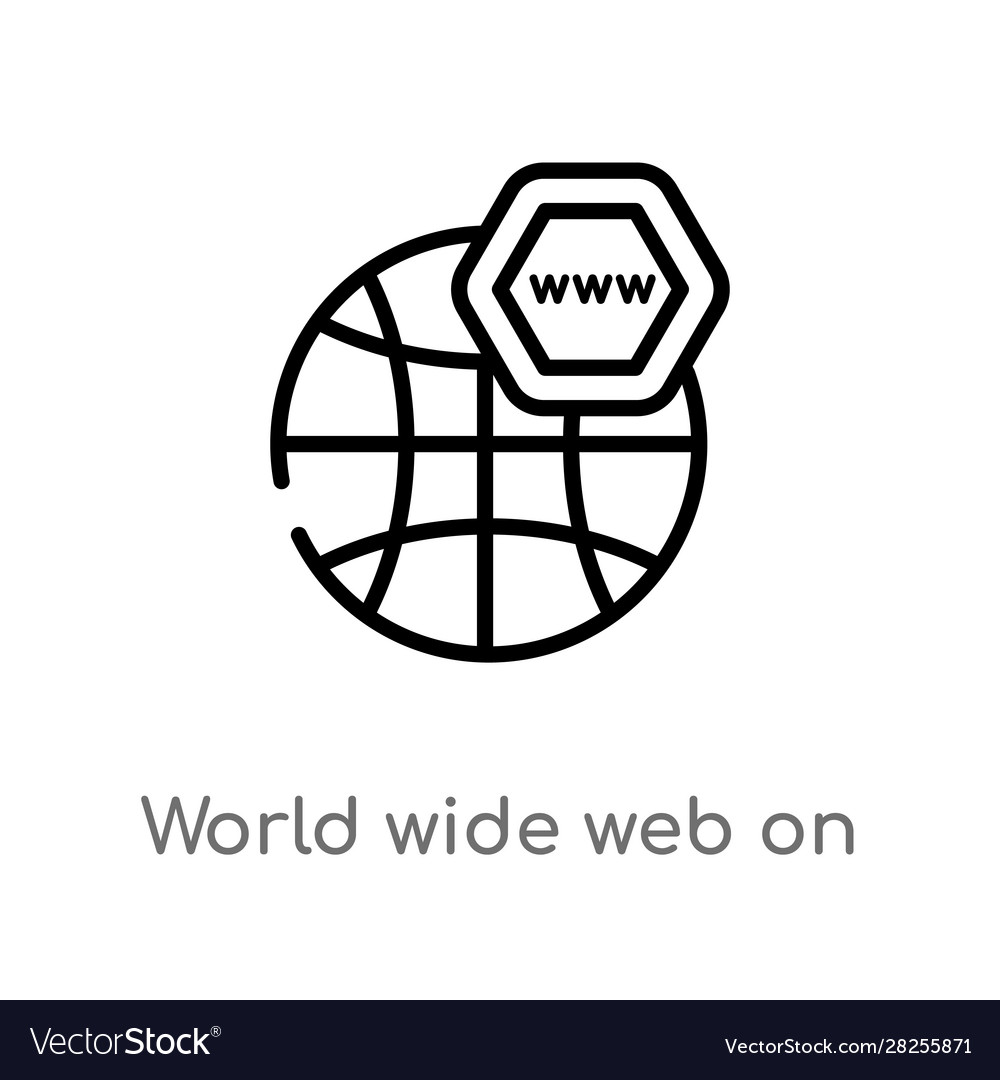 Outline world wide web on grid icon isolated