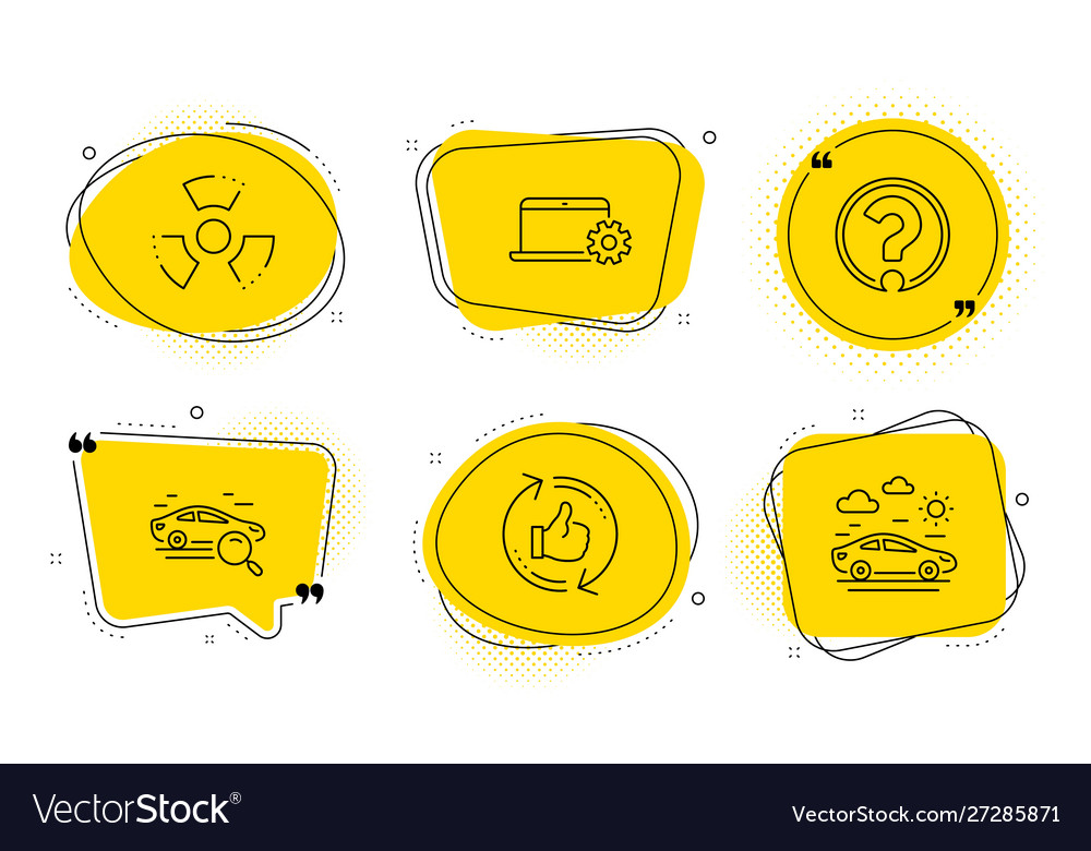 Refresh like question mark and search car icons vector image Refresh like question mark and search car icons
