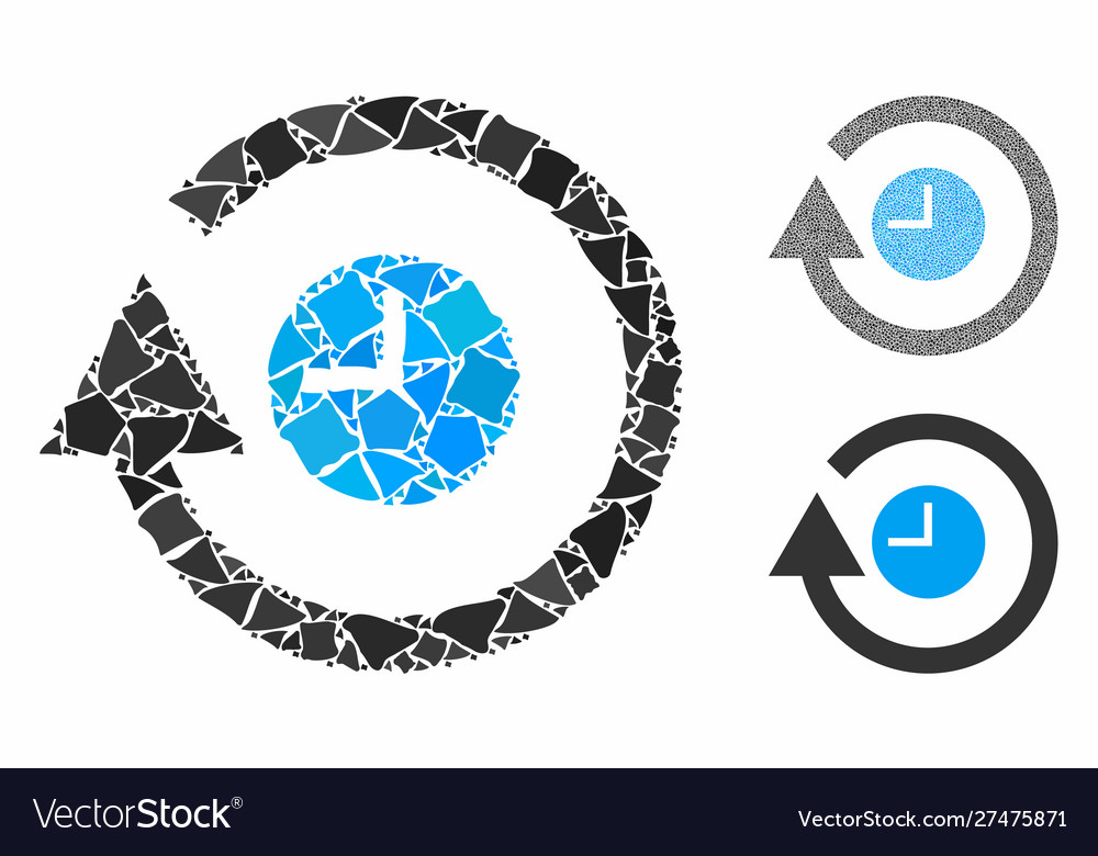 Repeat clock composition icon inequal pieces vector image Repeat clock composition icon inequal pieces